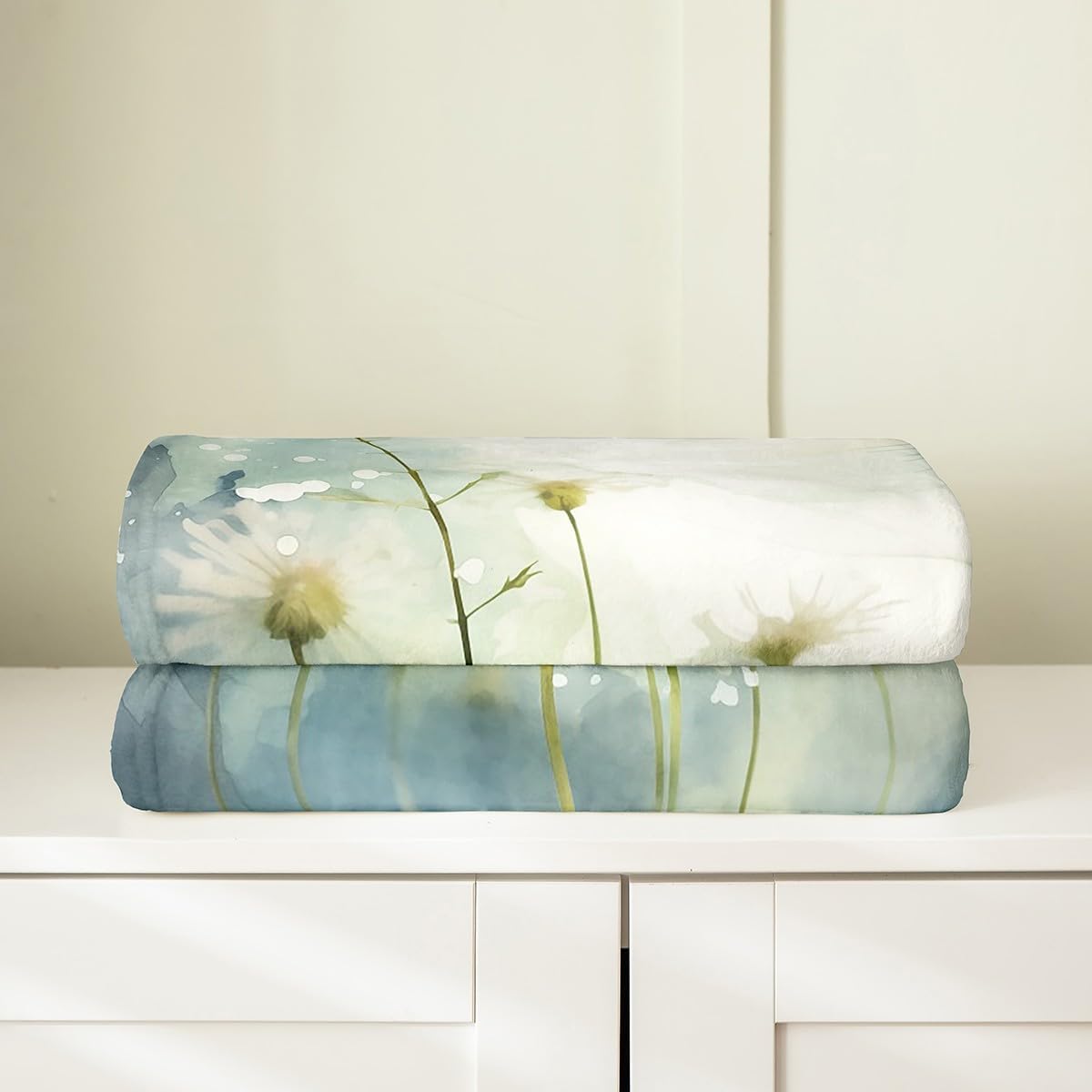 Erosebridal Dandelion Throw 50x60 Blanket, Dragonfly Throw Blanket, Romantic Vintage Sketch Fleece Blanket, Nature Aesthetic Ink Painting Fuzzy Blanket Bedroom Living Room, Yellow Blue