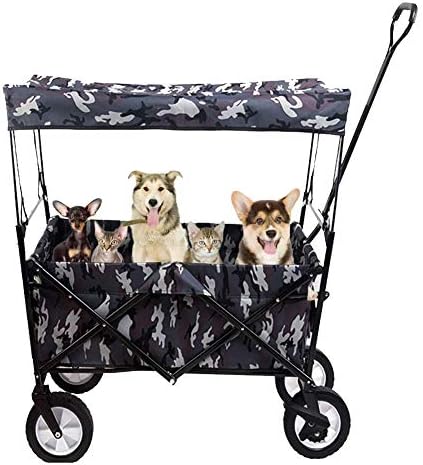 Trolleys, Foldiheavy Duty Wagon with Removable Canopy Trolley Utility Transport Trailer with Pull Handle for Outdoor Garden Beach Park Shoppifestival Campigardening/C