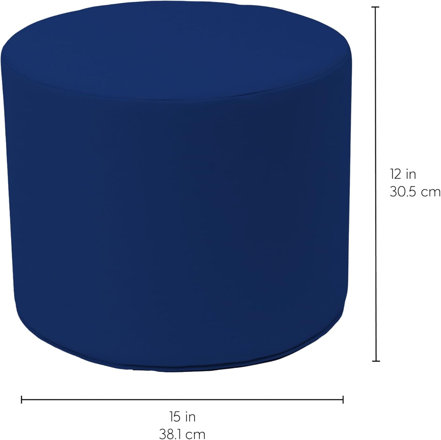 15 inch Round Accent Ottoman 2-Piece Set for Kids Ages 3-7 (12" Seat Height); Modern Children's Furniture, Lightweight All Foam Seating for Home, Playroom, Classroom, Library- Eclipse