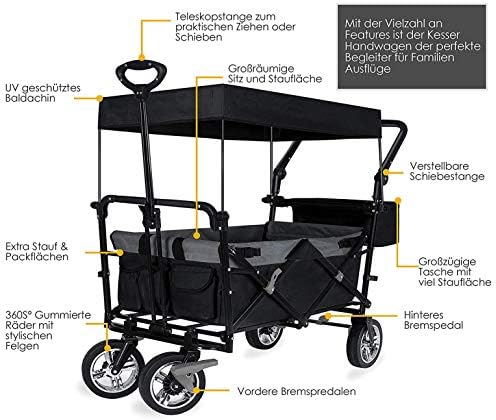 Generic Outdoor Wagon, with Removable Canopy, Portable Foldiwagon, 600D Oxcloth/Black/a