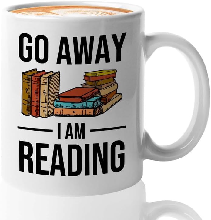 Reading Bookworm Coffee Mug 11oz White - Go Away I am Reading - Reading Reader Book Worm I Know Things Book Addict Book Lover Bookish Novelist Librarian Writer