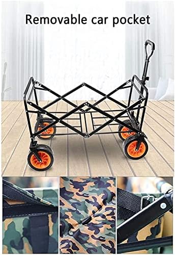 Portable Camping Cart,Outdoor Folding Utility Wagon Outdoor Shopping cart with Removable top Portable Garden Stroller with Storage Basket Foldable Beach Stroller Load-Bearing 80