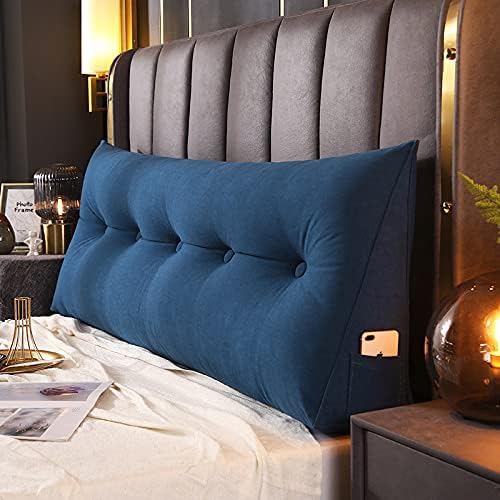 Bed Rest Pillow with Arms Reading Pillow for Bed 3 Position Adjustable Back Support Cushion with Pocket and Handle Navy Blue 150 * 50 * 20cm//59 * 20 * 8in
