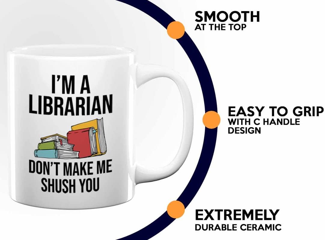 Book Lover Coffee Mug 11oz White - make me shush you - Birthday Gifts for Readers Gifts for Book Lovers Girls Book Club