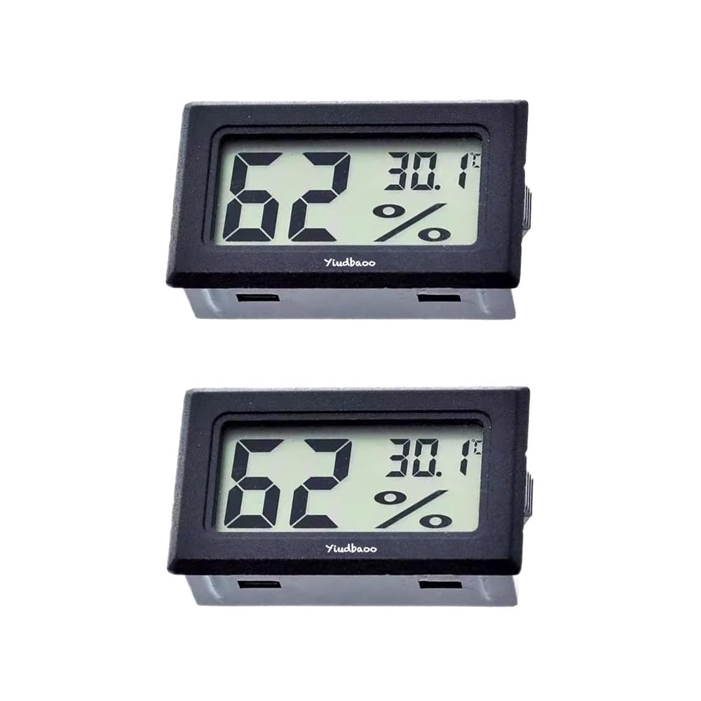 Indoor Digital Display Thermometer Hygrometer Temperature Meter Humidity Monitor with Clear Accurate Reading Temperature Humidity Gauge for Bedroom Garage Warehouse Home Office Car Greenhouse 2pcs