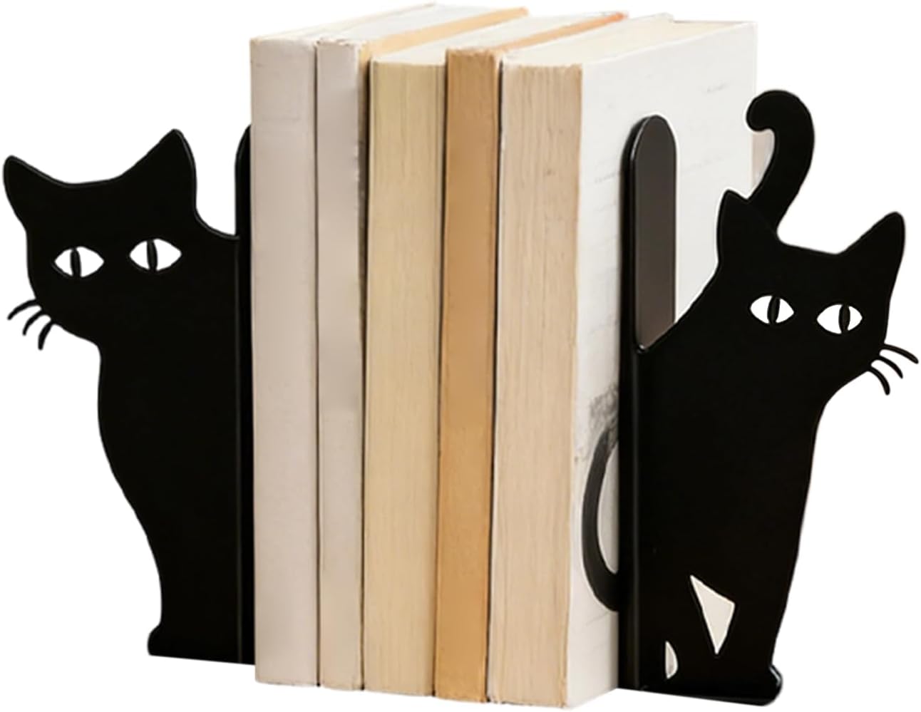 Metal Book Ends - Non-Slip Peeping Cat Holder | Cute Bookends - for Reading Enthusiasts Bookshelf Bookcase Desk Home Bedroom