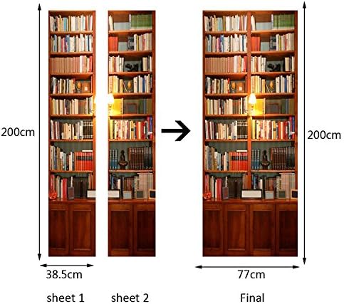 VancyTop 30.3x78.7 1PCS/Set Fashion Home Decoration Bookcase Removable Door Mural Decals Easy to Apply