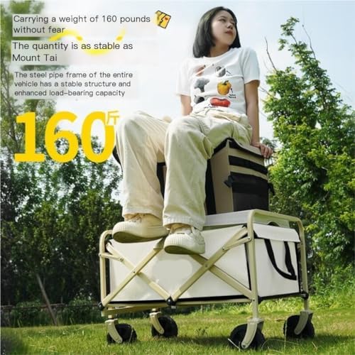 Portable Camping Cart,Portable Beach Trolley Cart with Reclining Camper Chair Folding Outdoor Camping Equipment for Picnics Black Outdoor Camping Cart for Easy Transport and Stor