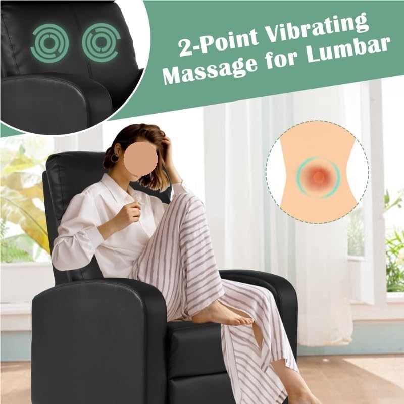 Lazy Boy Recliner Single Sofa Chair with Massage Adjustable PU Leather Recliners Chairs with Remote Control for Small Spaces Living Room Bedroom