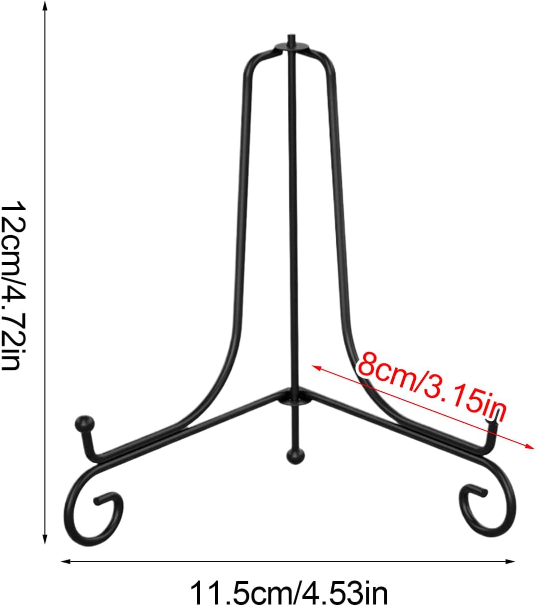 Plate Easels for Display - Metal Decorative Set of 4 Plate Stands, with 5 Inch Tabletop Holders, Tripod Easels with Sturdy Design, Pictures, Plates, Photos, Home Decoration for Books Art