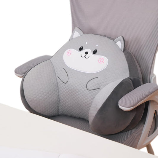 Tingting's Dream Ice Silk Lumbar Support Pillow Caroon Soft Bed Rest Reading Pillow Sofa Resting Lumbar Back Cushion Car Waist Pillow (Gray Husky, 45×33CM/17.7"×12.99")