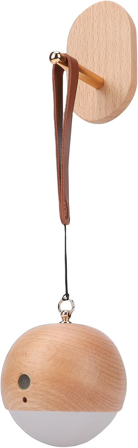 ZJchao Wooden Voice Control Night Light 3 Brightness Levels USB Rechargeable Bedside Lamp with Hanging Strap for Bedroom Nursery Desk