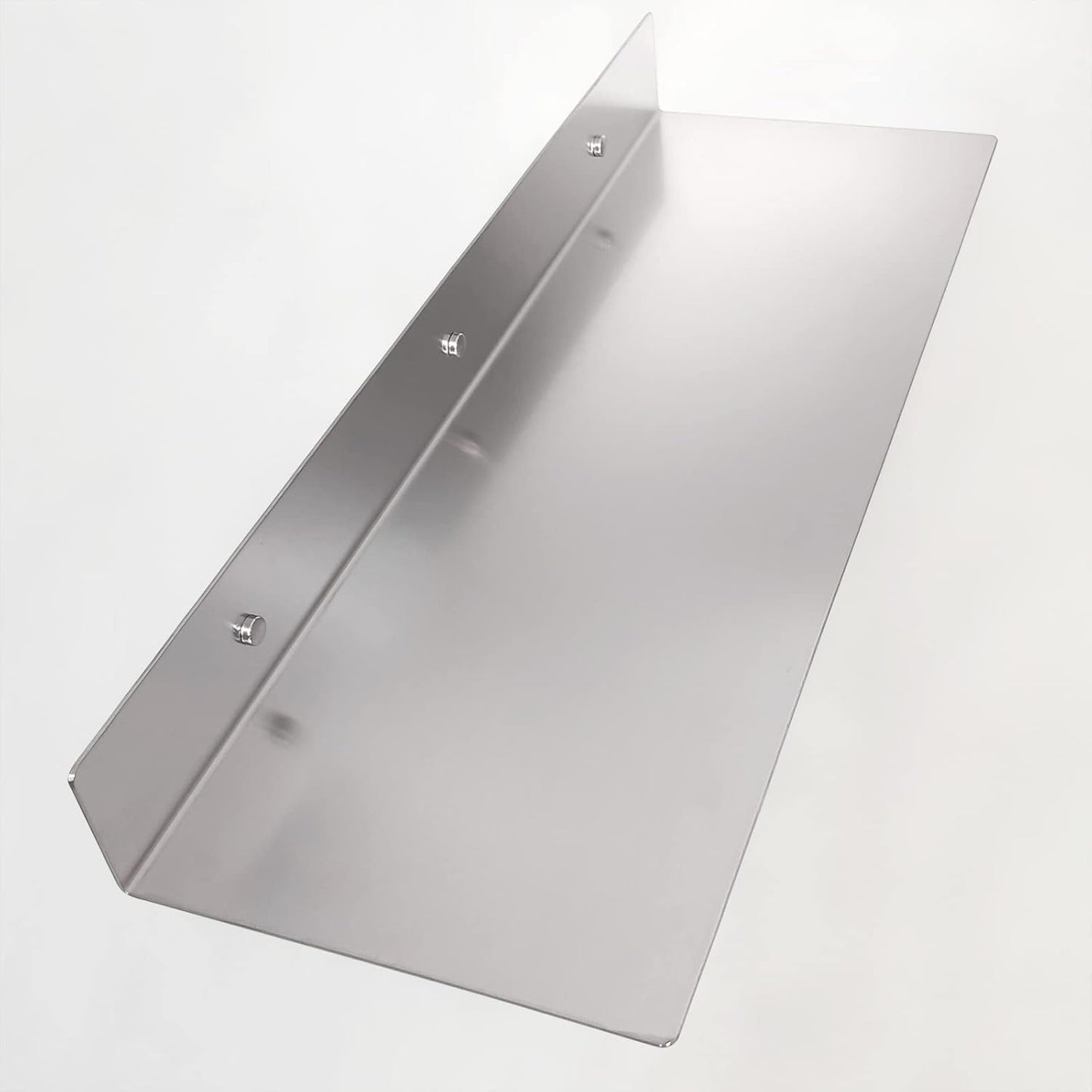 Brushed Nickel Stainless Steel Floating Shelves Wall Mounted Metal Shelf (24 inch x 8 inch) Heavy Duty Picture/Photo/Plant Display Ledge, Linear Floating Shelf Modern Farmhouse Shelf