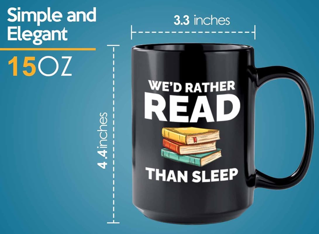 Book Lover Coffee Mug 15oz Black - Read than sleep - Gift For Poets Bookish People Bibliophile Librarian Book Club Reader