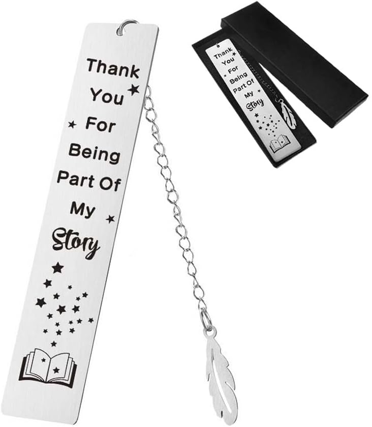 Thank You Gifts Metal Bookmarks for Women Men Book Lovers Teens Students,Stainless Steel Leaf Pendant Book Mark with Exquisite Gift Box
