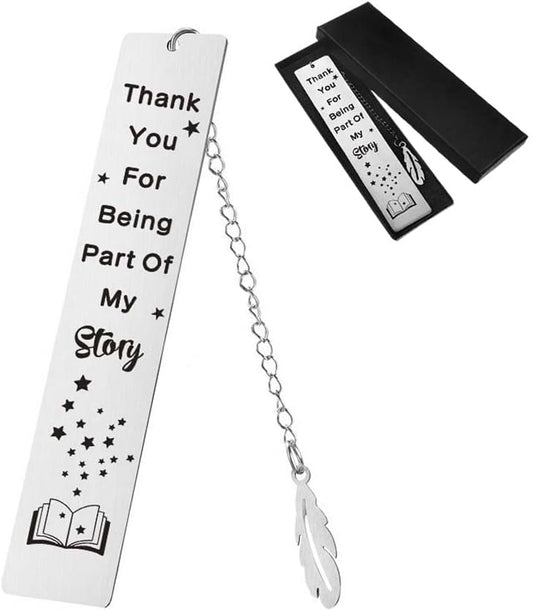 Thank You Gifts Metal Bookmarks for Women Men Book Lovers Teens Students,Stainless Steel Leaf Pendant Book Mark with Exquisite Gift Box
