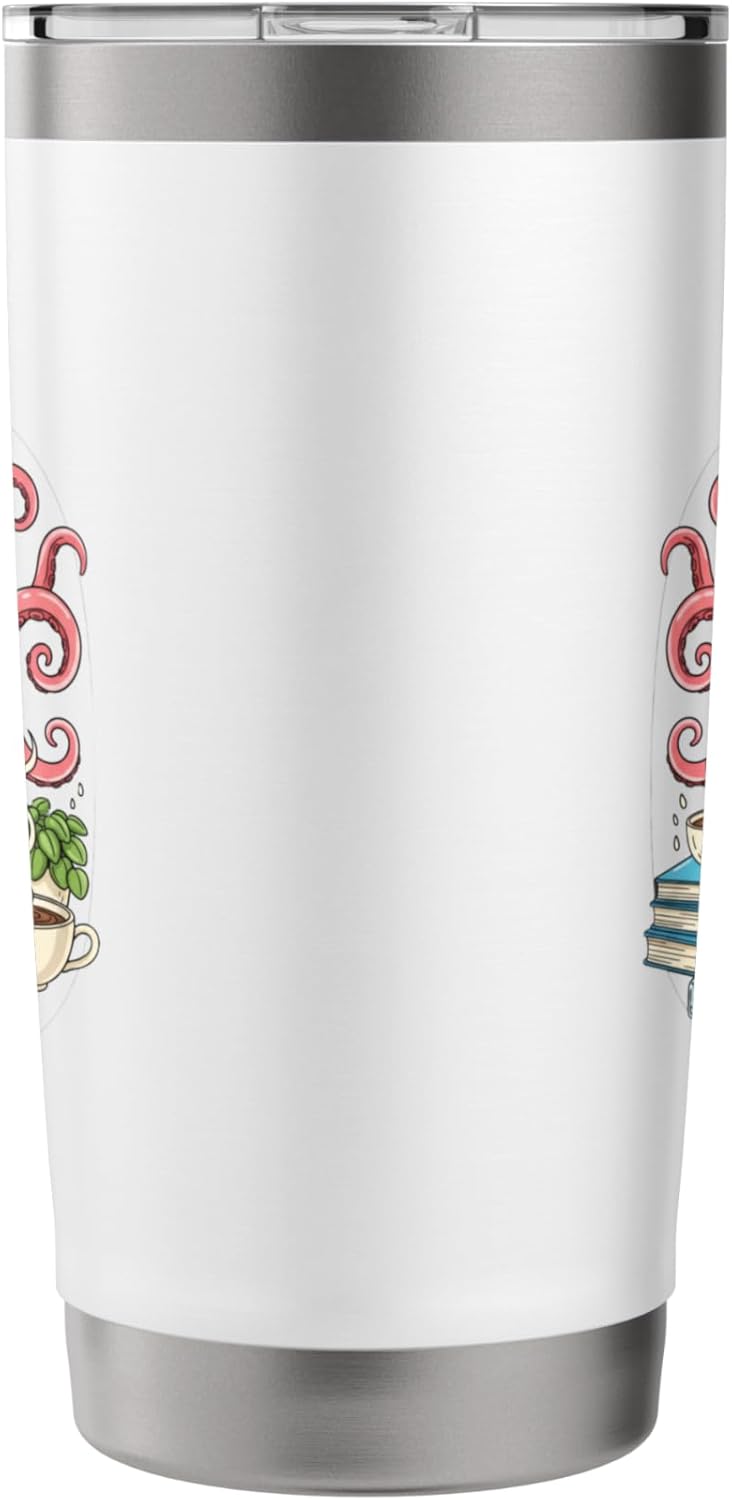 Bookish Octopus Reading Books And Coffee Literary Lover Art Stainless Steel Insulated Tumbler