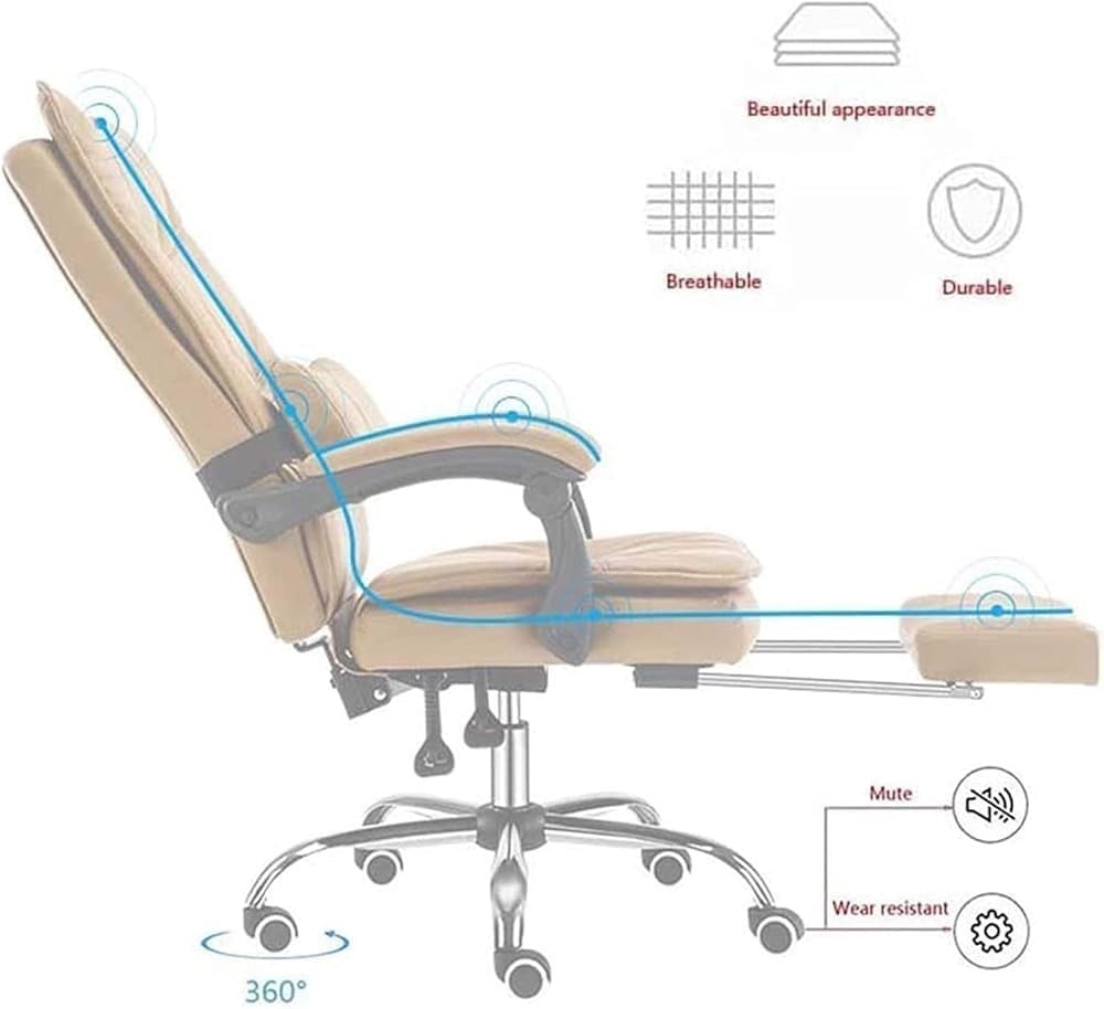Ergonomic Height Adjustable Leather Swivel Chairs Armrest Computer Desk Task Office Chair for Business Meeting Room Lunch Break Reading