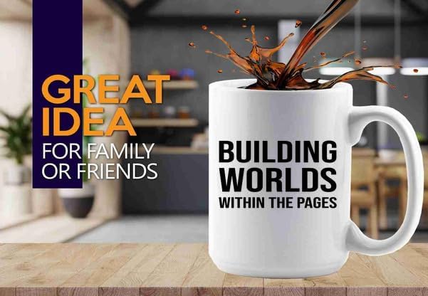 Book Lover Coffee Mug 15oz White -building worlds - Book Lovers Gifts Book Reader Gifts Book Club Gifts Book Reading Cup Reading Gifts