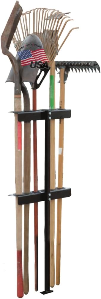 Buyers Products LT35 Vertical Hand Tool Rack for Open Landscaping Truck Trailers, 6 Tools for Shovels, Rakes, Hoes, Made In The USA, Lawn Care Equipment, Landscaping Tools
