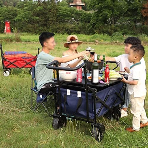 Portable Camping Cart,Outdoor Folding Utility Wagon Offroad Folding Trolley Garden Transport Handcart for All Surfaces Load-Bearing 85kg/187lbs