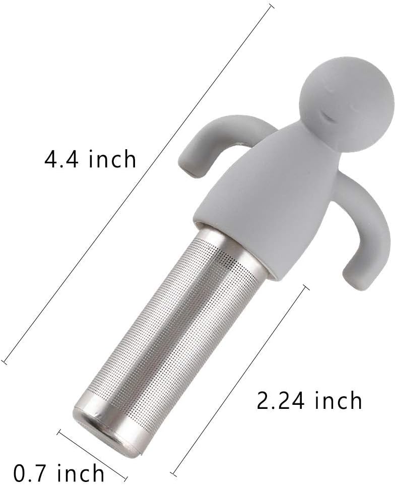 Leden Tea Infuser for Loose Leaf Tea Cute Tea Strainer Ball Stainless Steel Extra Fine Mesh Tea Steeper Filter for Cup Mug Silicone Handle Grey