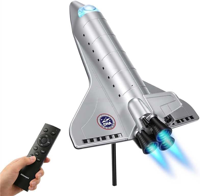 Space Shuttle Projector Lamp, Dynamic Nebula Light, Galaxy Night Light with Colorful Tail Jet Flame & Multiple Scene Sound Effects, Metallic Texture for Bedroom, Birthday Kids and Adults