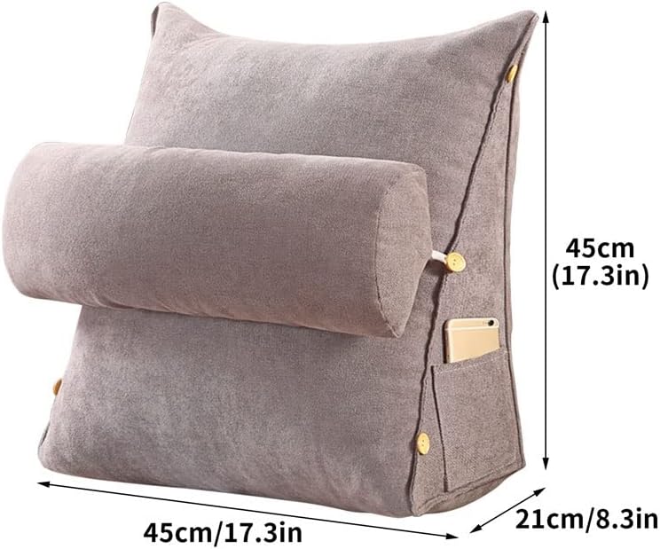 Velvet Reading Pillow Backrest Cushion Round with Filling Cotton Core Wedge Back Lumbar Support