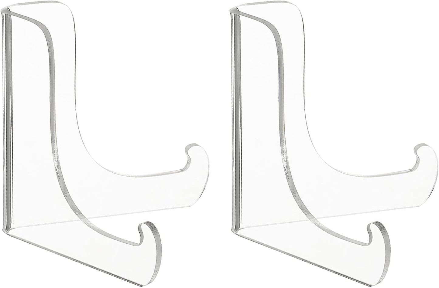 PATIKIL 3 Inch Acrylic Plate Display Stand, 2 Pack Small Clear Easel Plate Holder Picture Stands for Display Frames Card Picture CD Book Challenge Coin(Tripod)