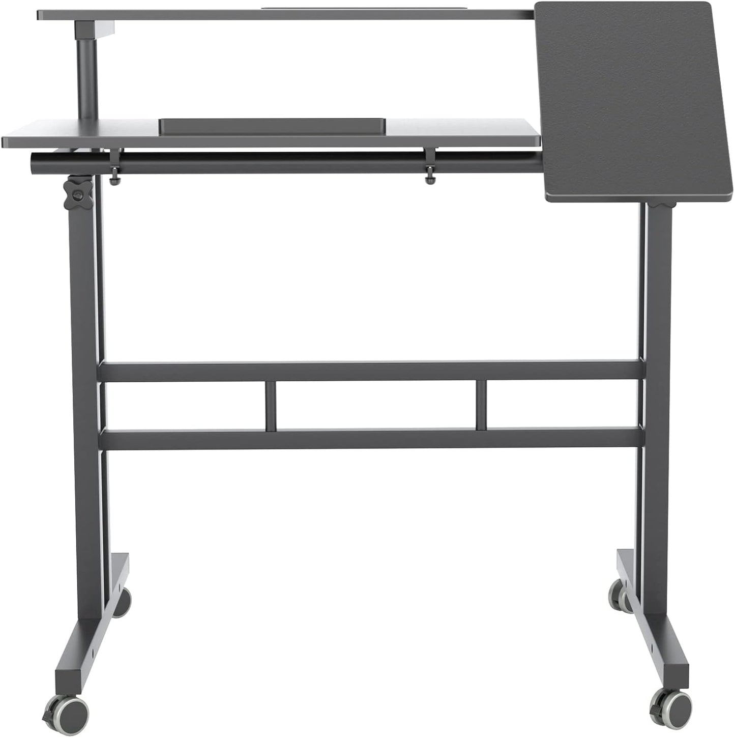 SDHYL 31.5 inches Movable Laptop Desk with Mouse Board Adjustable Height and Angle Anti-Slip Workstation Home Office Desk with Tablet Slot Portable Student Desk, Black, S7-ZS-101-2BK-US