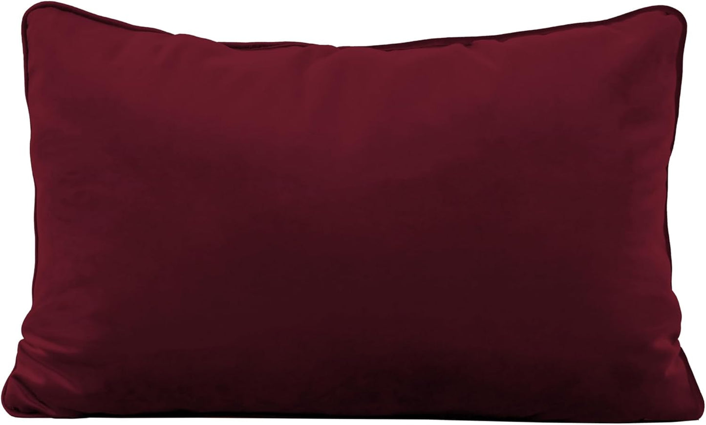 FDP 16" x 24" Velvet Rectangle Lumbar Pillow Set with Piping Decorative Throw Pillow for Home Dcor in Living Room, Bedroom or Lounge (2-Pack) - Bordeaux, 15160-349