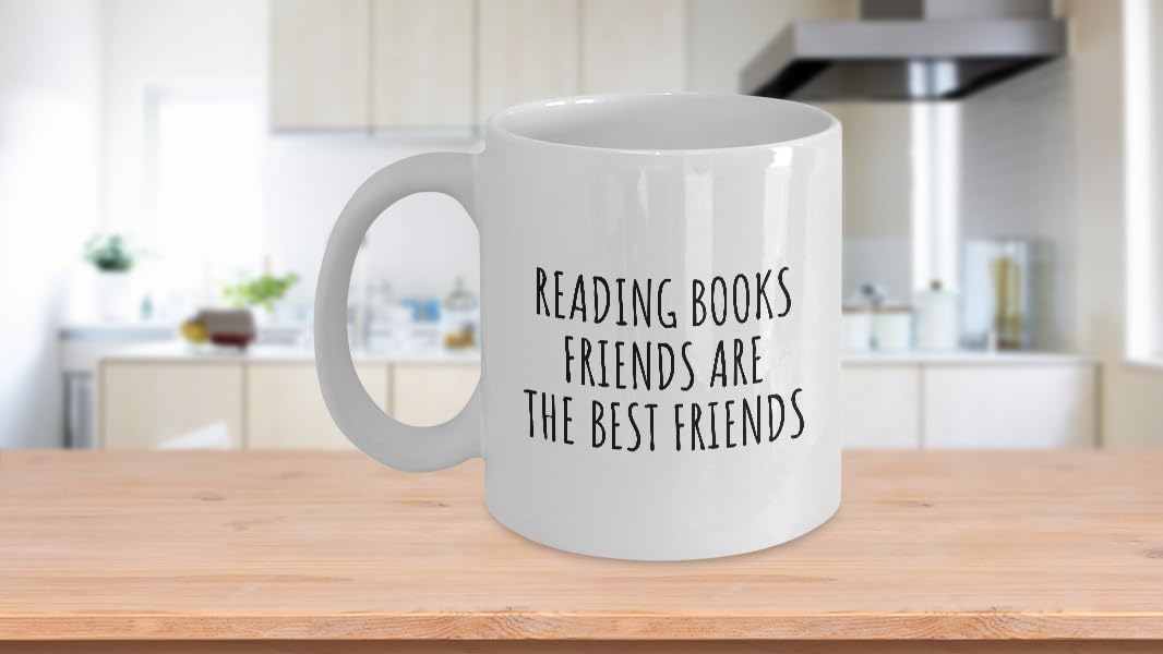 EzGift Funny Reading Books Mug Friends Are The Best Friends Gift Idea For Hobby Lover Fan Quote Friendship Coffee Tea Cup 11 Oz