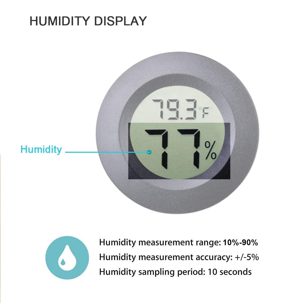 2-Pack Mini Hygrometer Thermometer Fahrenheit or Celsius Meter Digital LCD Monitor Indoor Room Round Humidity Temperature Gauge for 3D Printers Guitar Case Greenhouse Babyroom Reptile Incubator