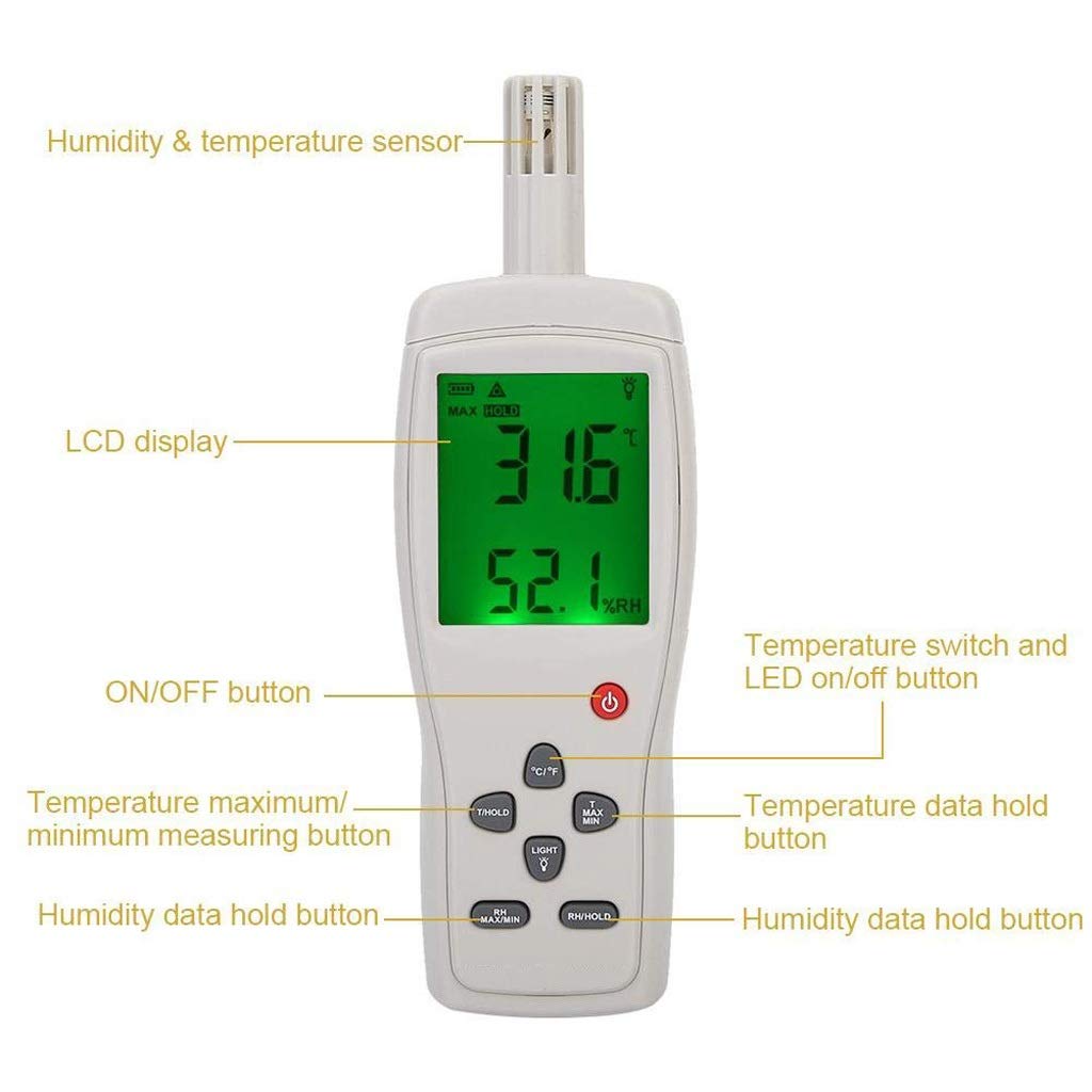 Industrial Grade Temperature and Humidity Meter High Precision Greenhouse Agricultural Handheld Air and Portable Detector