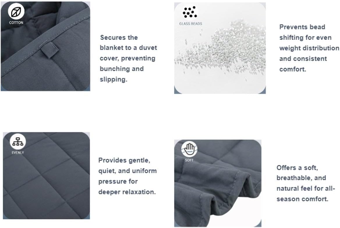 Smart Queen Weighted Blanket 20 lbs for Adults & Couple to Share (60"x 80", Queen Size) Heavy Blanket for Bedding, Soft Breathable Cotton with Machine Washable for Sleeping