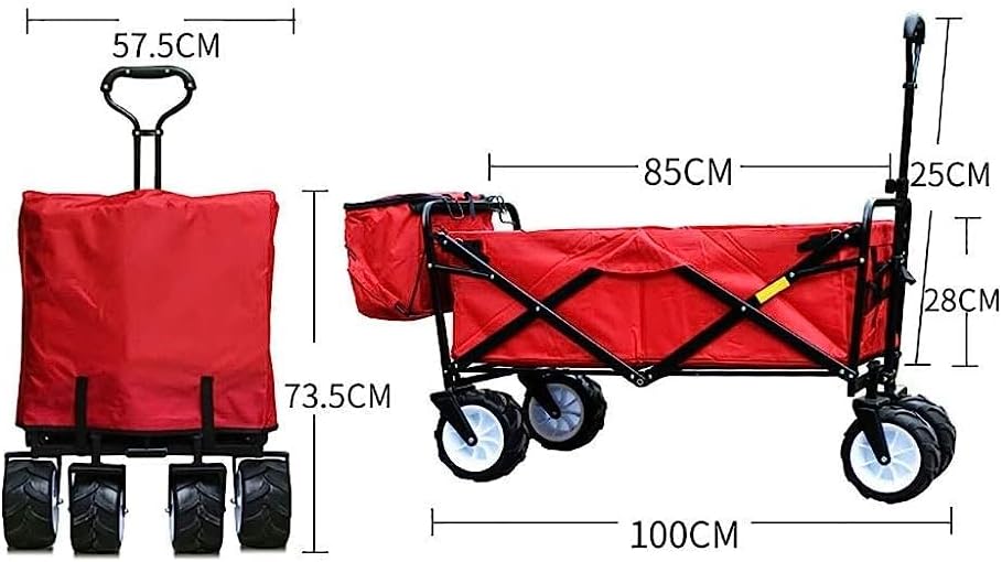Handcart, Portable Folding Trolley Garden Cart Multi-Function Shopping Cart Household Outdoor Camping Beach Supermarket Fishing 4 Wheels Pull Truck Small Hauling Car