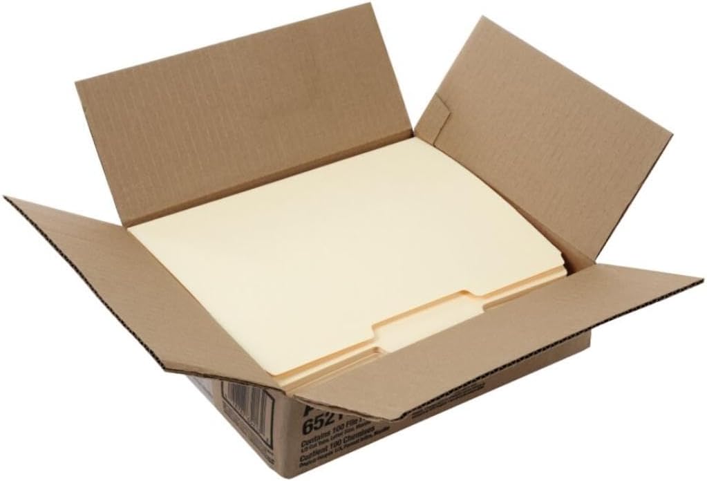 Pendaflex File Folders, Letter Size, 8-1/2" x 11", Classic Manila, 1/3-Cut Tabs in Left, Right, Center Positions, 100 Per Box (65213)
