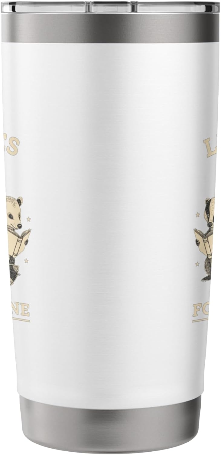 Libraries Are For Everyone Cute Raccoon Badger Opossum Book Stainless Steel Insulated Tumbler