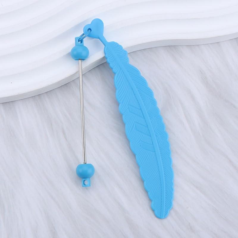 15 Packs Beadable Bookmarks with Bar Bulk Feather DIY Blank Bookmark for Beads Jewelry Pendants Charms Beading Book Make Marks Craft Colorful