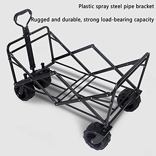 Portable Camping Cart,Outdoor Folding Utility Wagon Heavy Duty Wagon Garden Cart with Universal Wheels Adjustable Handle Large Capacity Load-Bearing 100kg / 220lbs