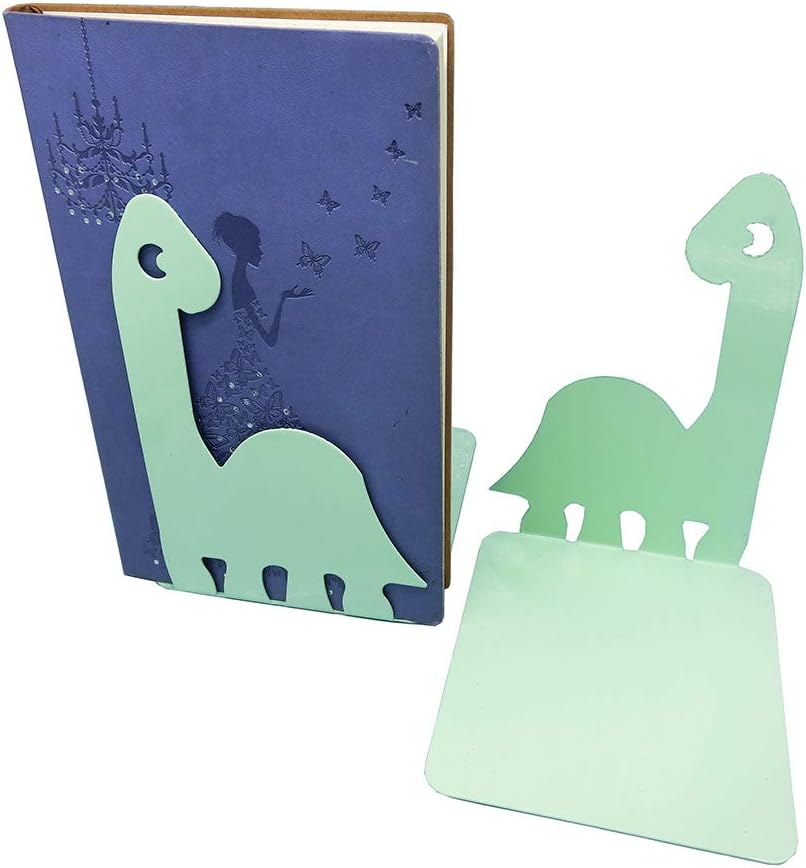 Artkingdome Cartoon Dinosaur Bookends, Book Ends Racks Stand, Nonskid Slip Dino Reading Room Decor, Metal Bookends, Decorative Gift