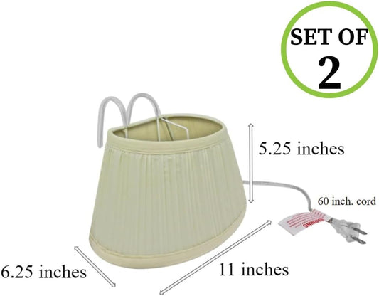 Evelots Bed Headboard Reading Lamp Book Light (2Pack) Soft Fabric Shade-Easy ON/OFF Pull Cord