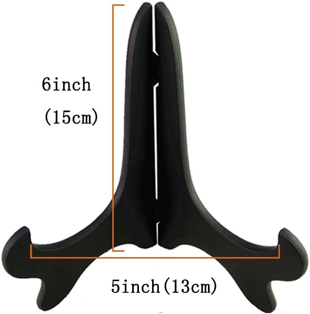 Artliving Black 6" Wood-Like Plastic Easels Plate Display Stands Picture Frame Stand Holder-Set of 4