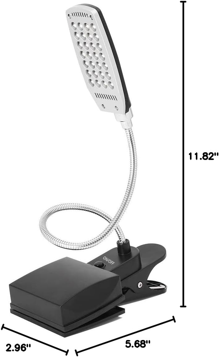 RicoRich Book Light for Reading in Bed,Clip on LED Book Lights, USB/DC and AA Battery Operated Portable Desk Lamp,3 Brightness Levels for Bookworms,Kids,Piano Player,Camping,Travel (Black)