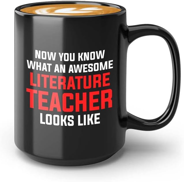 Subject Teacher Coffee Mug 15oz Black - literature teacher looks - Reading Teacher English Classroom Metaphors Literal Books Lover Language Grammar