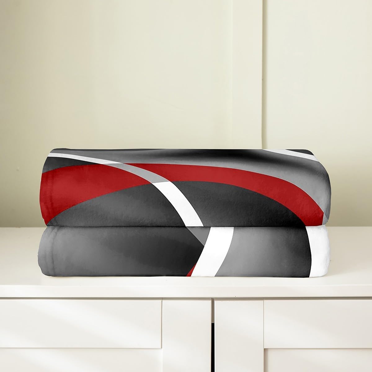 Gray Black Red Swirls Flannel Blanket Retro Circle Stripes Fleece Throw Blanket Lightweight Soft Cozy Luxury Modern Abstract Fuzzy Blanket Color Art Bed Blanket for Sofa Bedroom(Baby 30"x40")