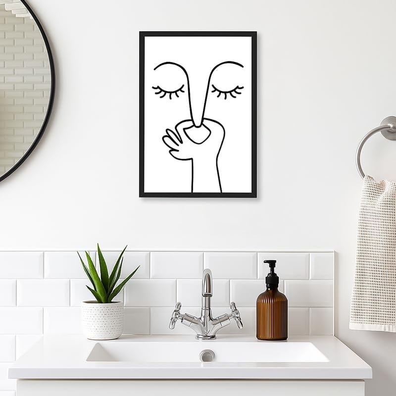 Balsuka Black and White Bathroom Wall Decor Bad Smell Humorous Wall Art Modern Minimalistic Aesthetic Poster Bathroom Sign Canvas Print Funny Guest Toilet Picture for Restroom 12x16inch Black Frame