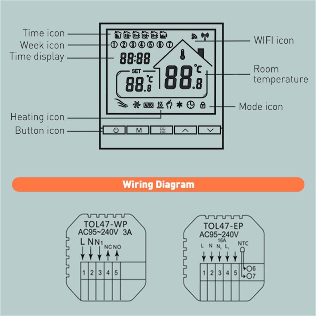 Tuya Smart Home Floor Thermostat Control Warm Underfloor Heating Temperature Regulator 220V
