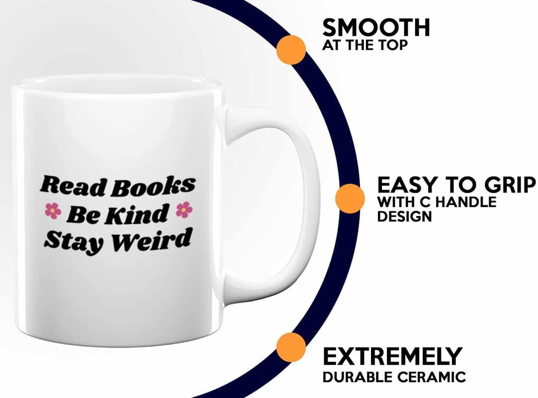 Reading Coffee Mug 11oz White - Read Books - Reader Gift Bookworm Owl Lover Cat Lover Book Lover Novelist Librarian Writer