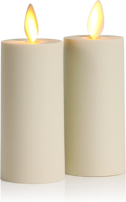 Luminara Realistic Artificial Moving Flame Votive Candle - Set of 2 - Moving Flame LED Battery Operated Lights for Christmas, Halloween - Remote Ready - Remote Sold Separately - Ivory - 1.5" x 4"